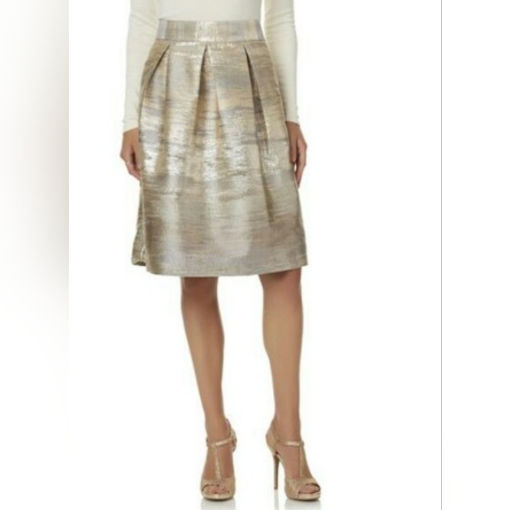 Simply Styled Jacquard Elegant Gold/Silver Shimmer Women's Skirt Size XL